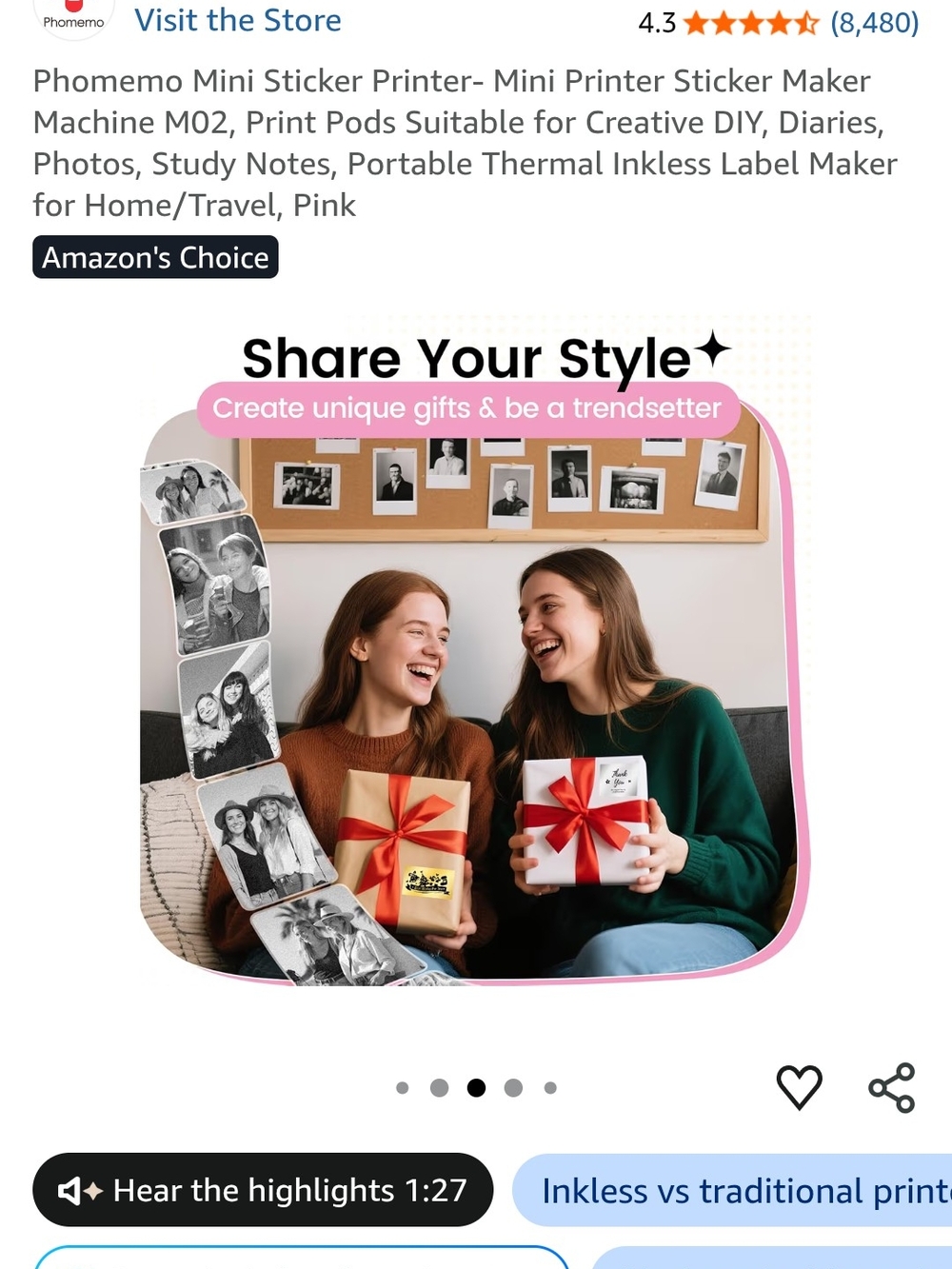Pink Portable Mini Sticker Printer - Picture 5 of 13